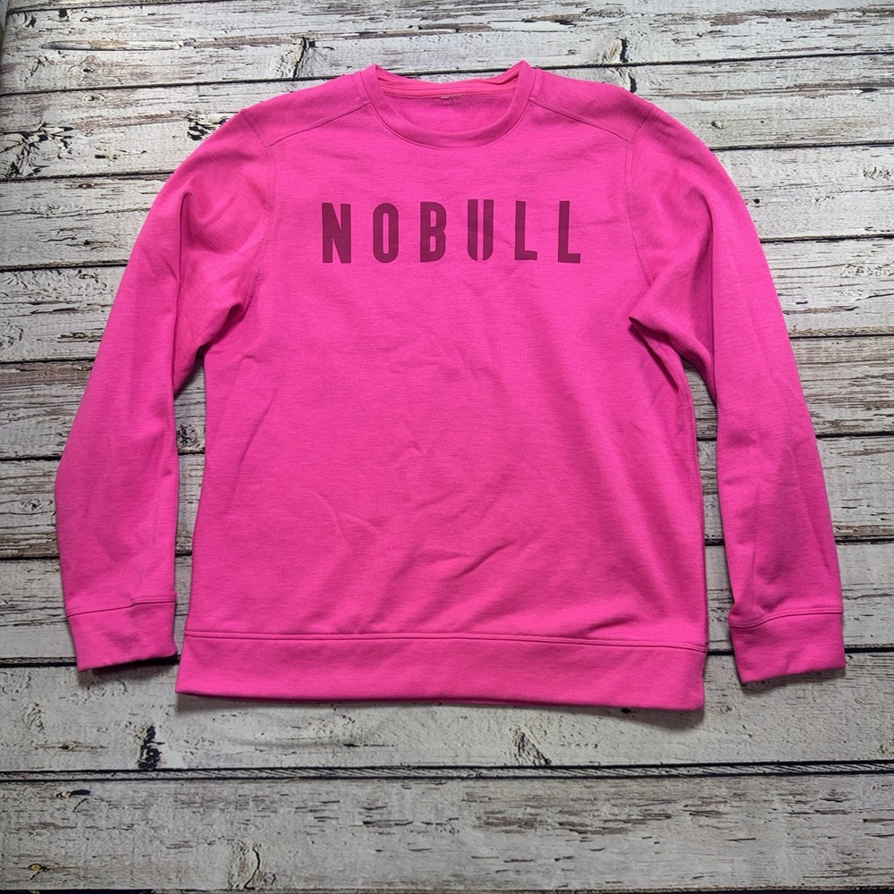 NOBULL Womens Crewneck Sweatshirt Hot Pink Logo Pullover Athletic Small?